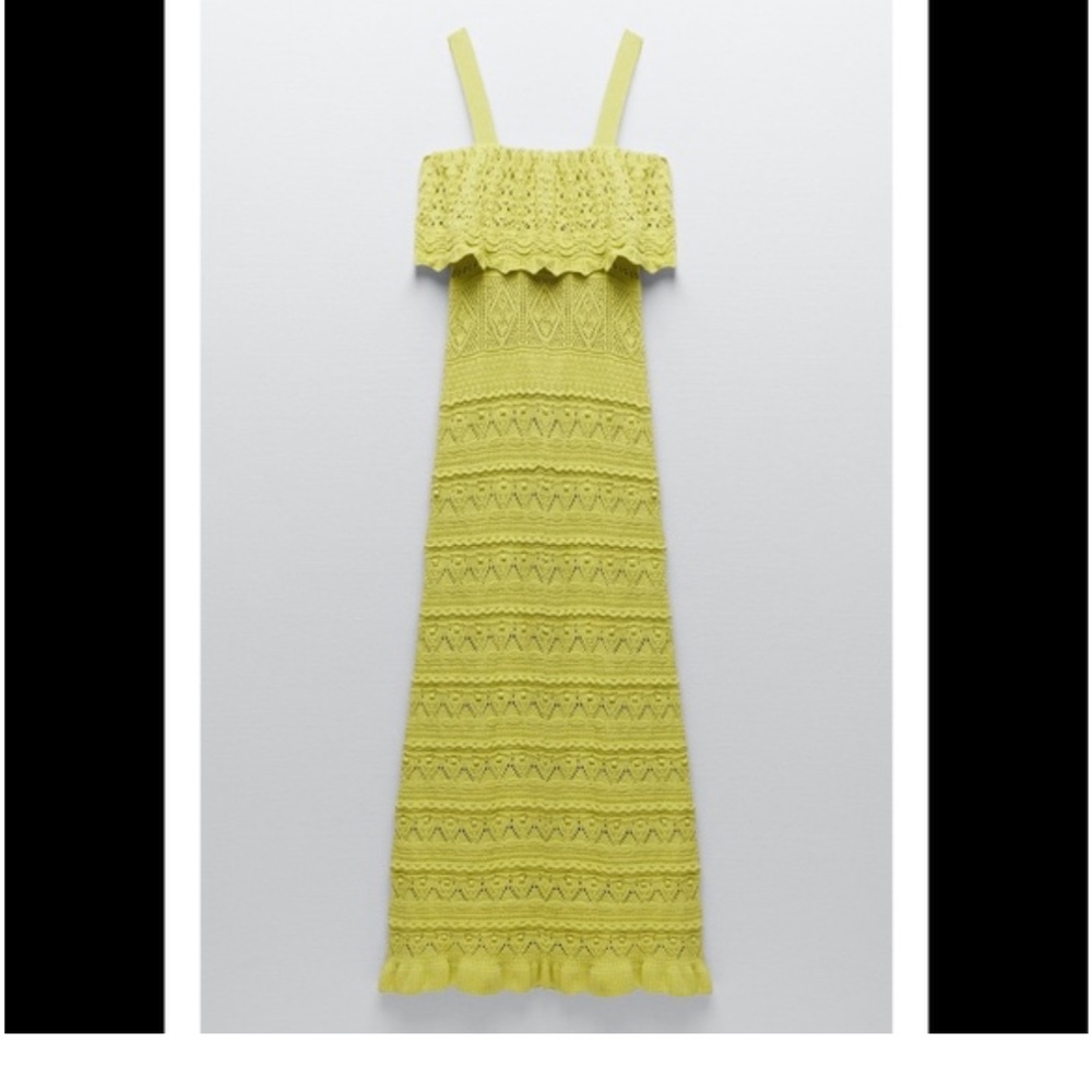 Zara Lime Yellow Knit Maxi Dress